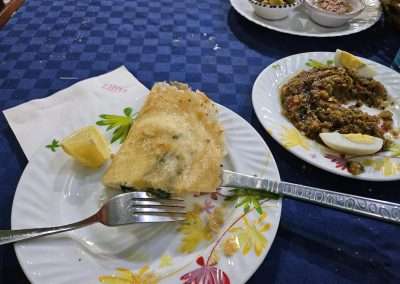 Brik, egg in thin pastry and lightly fried