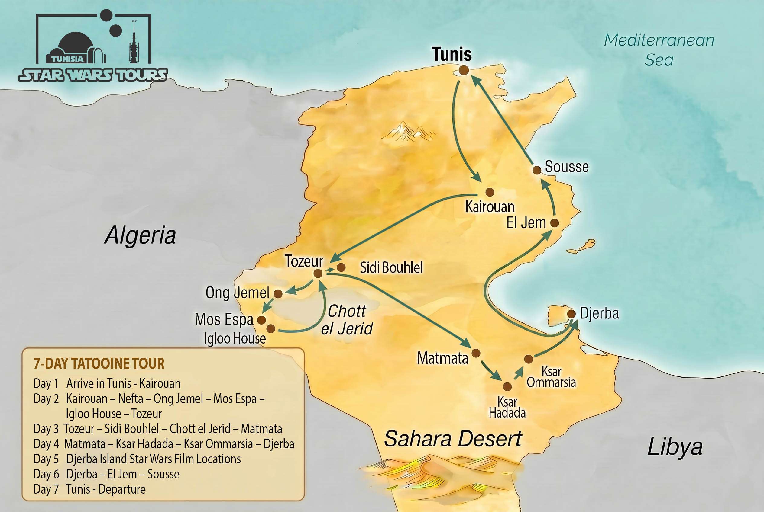 7-Day Tatooine Tour Map 7-Day Tatooine Tour Map